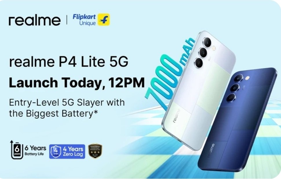 SumanTechX's tweet image. 🔥 realme P4 Lite 5G launching Today at 12 PM

⚡ Budget segment gets a BIG upgrade:

🔋 7000mAh Battery
📱 6.8″ 144Hz Display
🚀 Dimensity 6300 5G
📸 13MP + 5MP Camera
🤖 Android 16 + realme UI
💧 IP64 Rated
⚡ 15W Fast + Reverse Charging

#realme #realmeP4Lite5G #sumantechx