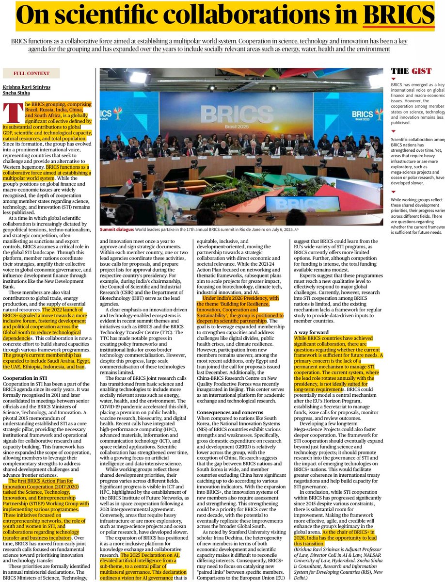 On scientific collaborations in BRICS

Source: The Hindu 

Mains: GS II – International Relations
