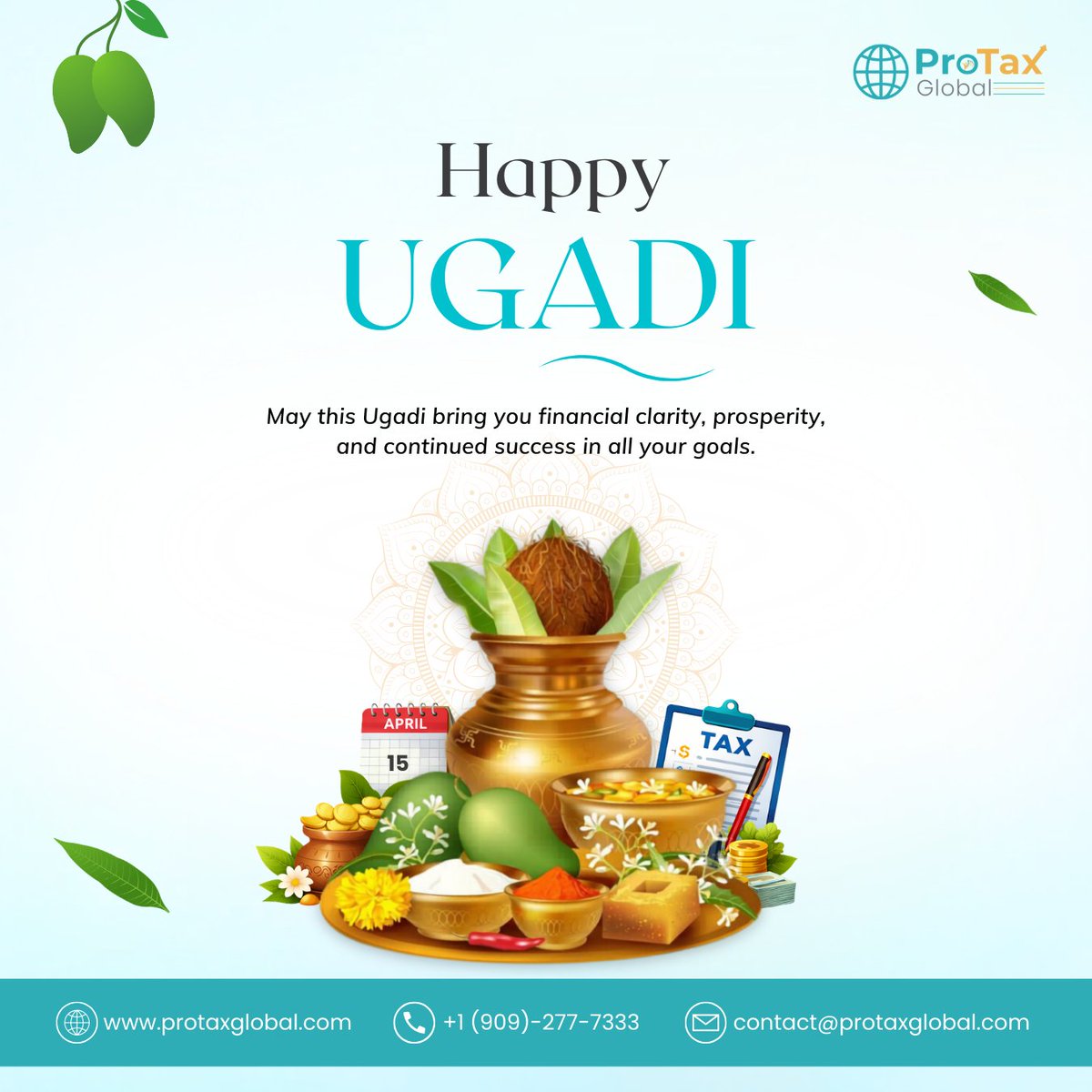 ProtaxGlobal's tweet photo. 🌸 Happy Ugadi from Protax Global! 💰

New year. New opportunities. Smarter finances. 📈

Start your financial year strong with accurate US tax filing &amp; maximum refunds.

✅ Stress-free process
✅ Expert support
✅ Maximize your return
👉 File today. Relax tomorrow.

#HappyUgadi https://t.co/YeFRPoJUGZ