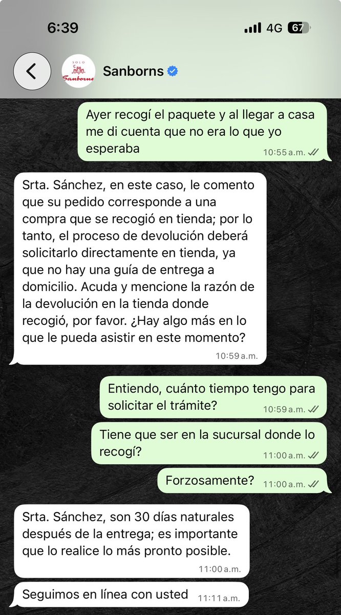 maooost's tweet photo. @solosanborns estoy en la sucursal galerías Atizapán intentando devolver un producto en línea intacto. No me contestan el teléfono ni el chat y en tienda se niegan a recibirlo ¿Quién me ayuda? Pedido: 70030 https://t.co/yVnliuLXOv