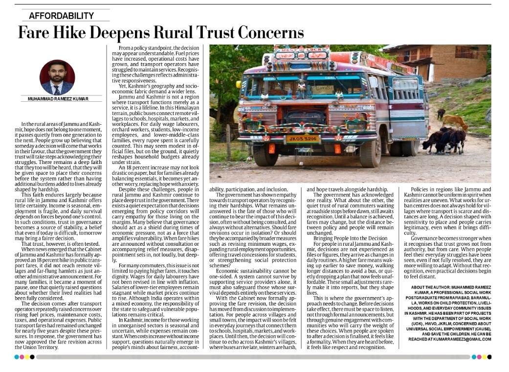 kumar_rameez143's tweet photo. In rural Jammu and Kashmir, transport is not just a service, it is a lifeline connecting people to education, healthcare, and livelihoods.

https://t.co/dFiPPV0zvm
.
.
.
#thefrontierkashmir #viral #transport #transportdepartment #news #highlight https://t.co/HG4z0NRIEe