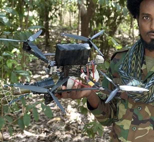 natsecboogie's tweet photo. From @HammerOfWar5 we have the Deputy Chairman of AFNM displaying a FPV drone in Ethiopia.

The drone is on a Mark4 V2 10 inch frame set up for OWA w/ an after market GPS mount &amp; camera mount. Also displayed is a laptop w/ Ardupilot’s Mission Planner clearly showing Ethiopia. https://t.co/1nSUMHlmai