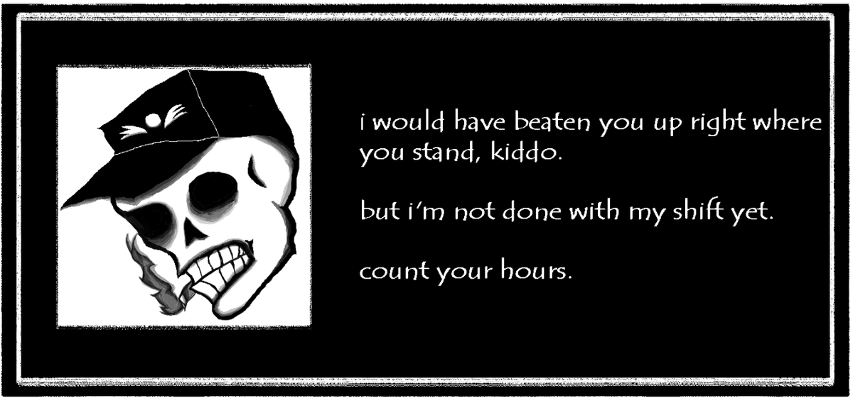 hazemaster07's tweet photo. you would be dead right where you stand.

#undertale #OFF #offrpg #sans https://t.co/HpR4kYaFu0