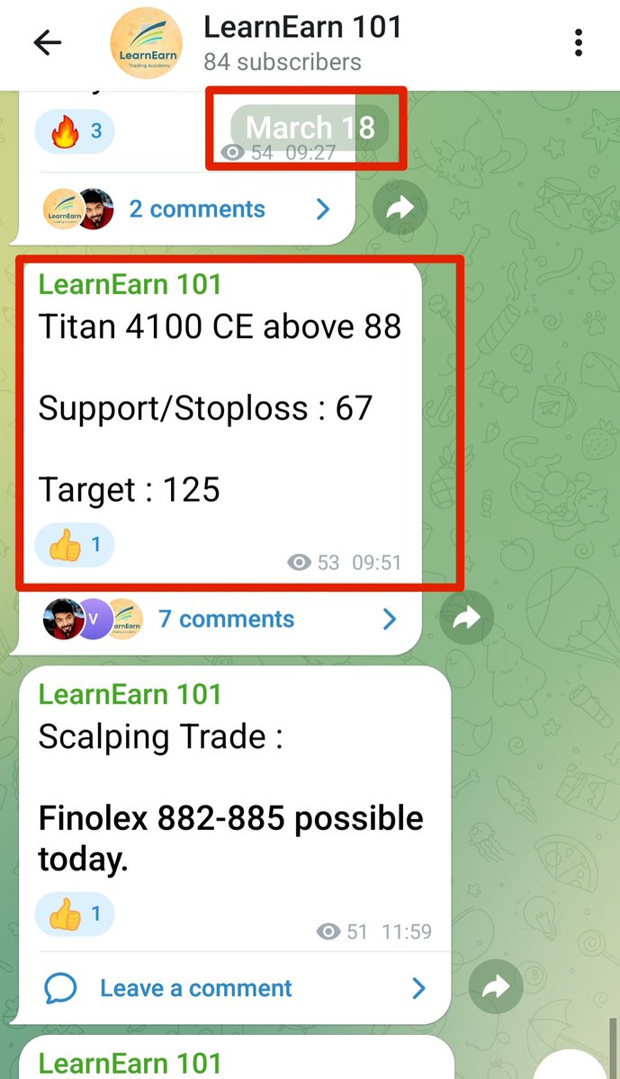 StocksManoj1's tweet photo. TITAN 4100 CE was given as a BUY in our channel.

It made a high of 118

Profit per lot = 5,000+

Join our channel. DM us on this Telegram ID to join : "@Manoj_M107"

#StocksToBuy #StocksInFocus #stockmarketindia #nifty #nifty50 #Iran #option https://t.co/PHF7TdYjKN