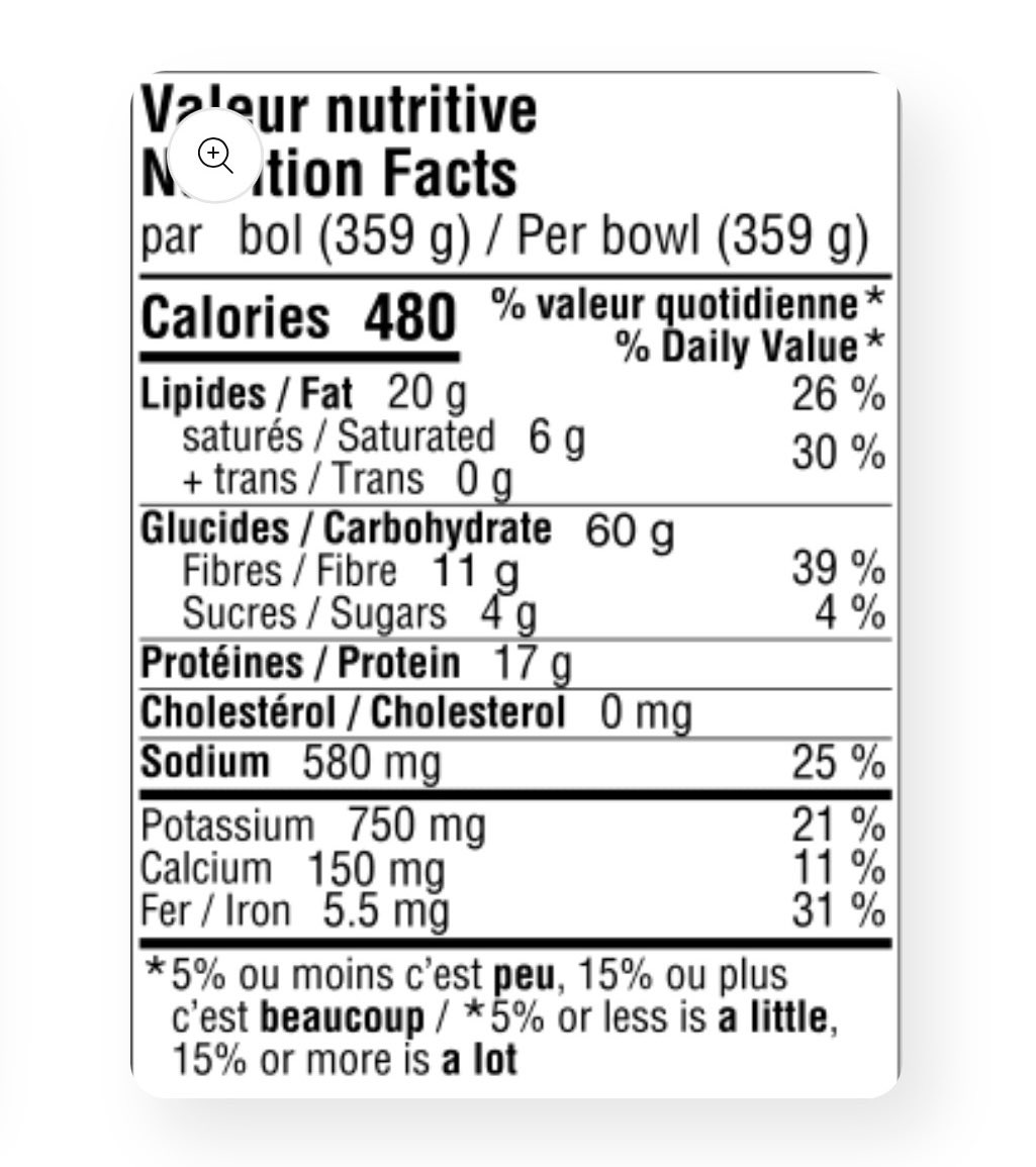 LiaAmberRose's tweet photo. i bought this at the cafeteria and why are the calories and nutrition facts not the same on the bowl and the website?😭😭 but it’s the same portion like what??😭 (there was a mini naan bread but i threw it away) https://t.co/Nzvw05maSL