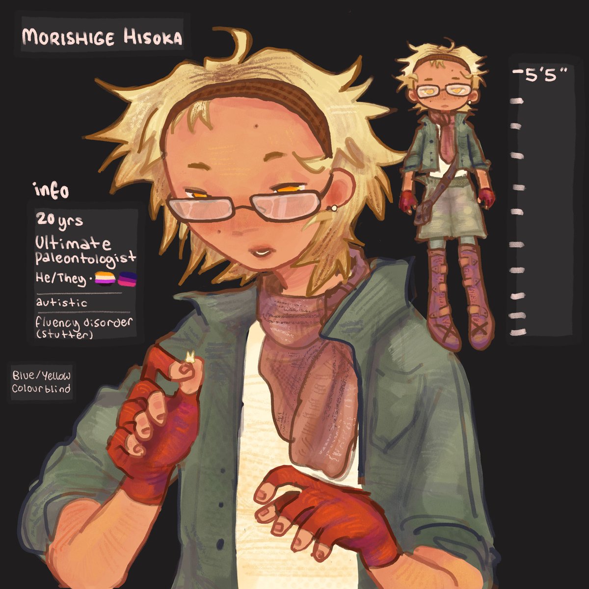his favourite periods are the late devonian, mesozoic, and the cambrian. he doesn’t like marshmallows. ok bye #fanganronpa #oc