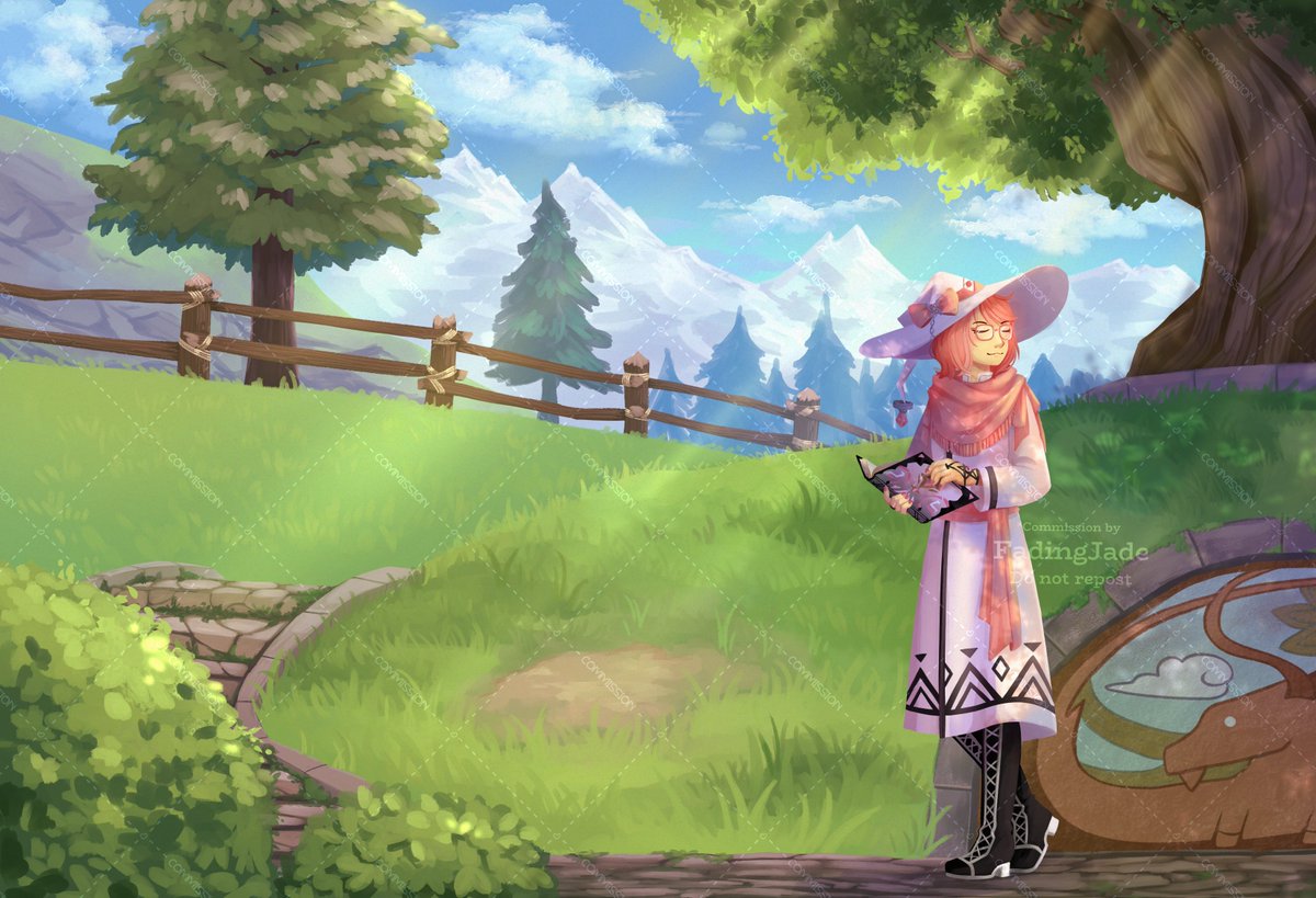 Fading_Jade's tweet photo. Finished a commiss!on of a fellow Milletian in Tir Chonaill! #mabinogi https://t.co/dSeIir7eTt