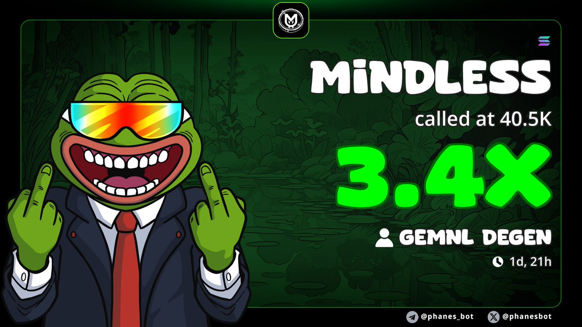 gemnlclub's tweet image. $MINDLESS #MINDLESS PRINTED 📈

CA: AJofCoVif3wj2Uy7mpzgxbqDyHPyn7xp6WzJBy7gpump

Not luck. Not timing.
Just better information.

Get access: Gemnl.club
Free telegram: t.me/GemnlFree