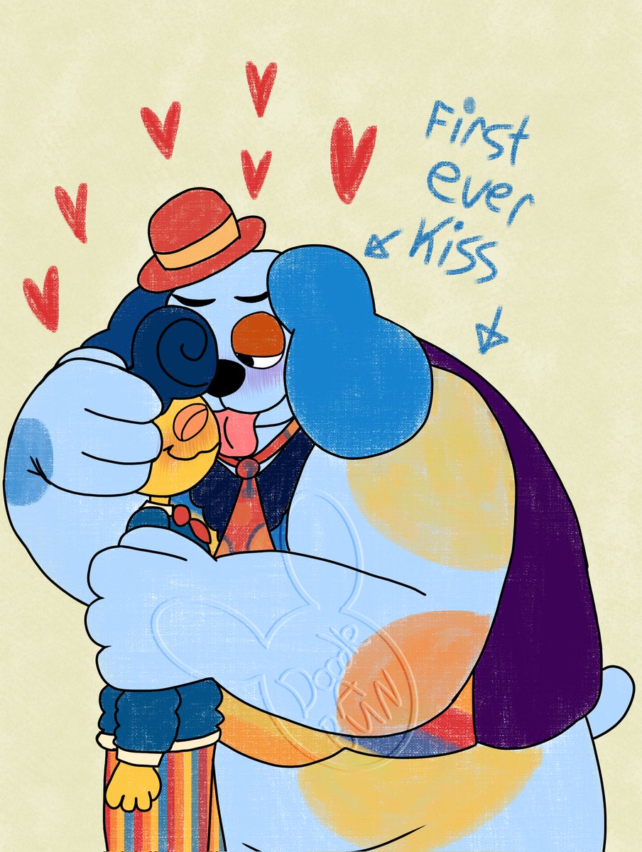 FranBunny74955's tweet photo. When you wanna have your first kiss but neither of you know how to but luckily your partner is a doggo so he's a natural #welcomehome #wallydarling #barnabybbeagle #wallyxbarnaby #applebite #barnabyxwally #shipart #mlm https://t.co/YCuD9KaYCe