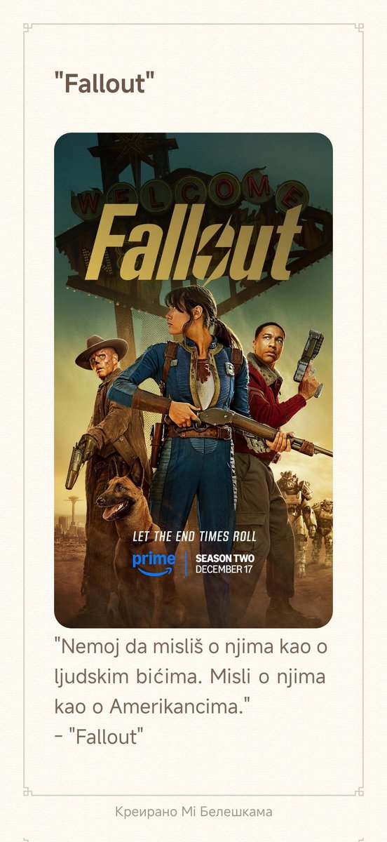 ljdinic's tweet photo. "Don't think of them as human beings. Think of them as Americans."
- "Fallout" https://t.co/4Cp9aysiEJ