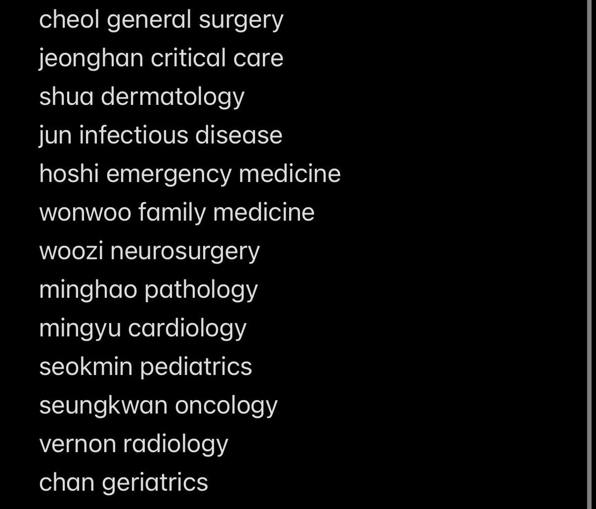becondlife's tweet photo. seventeen as specialties in the medical field based on vibes because i was inspired https://t.co/CWiJDLIxyi