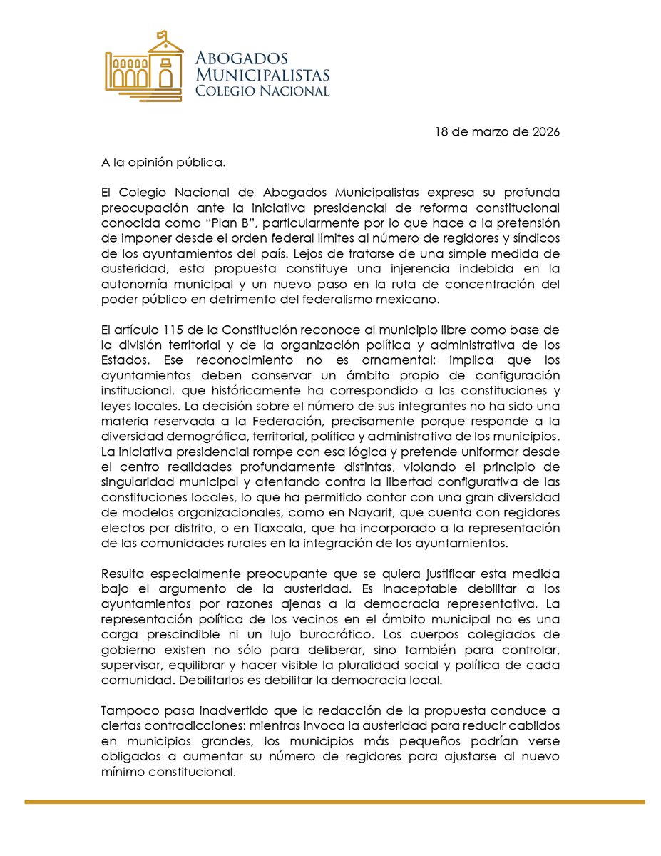 Colegio Nacional de Abogados Municipalistas tweet media