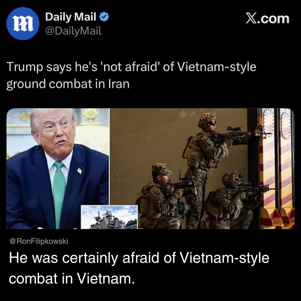 JamesTate121's tweet photo. Cadet bone spur actually said this. https://t.co/yx0Cn6D84K