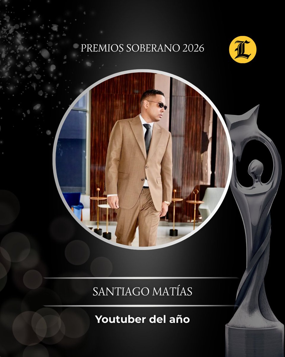 #EntretenimientoLD | Santiago Matías ganó Youtuber del año en Premios  Soberano 2026.

#PremiosSoberano #Youtuber #ListínDiario