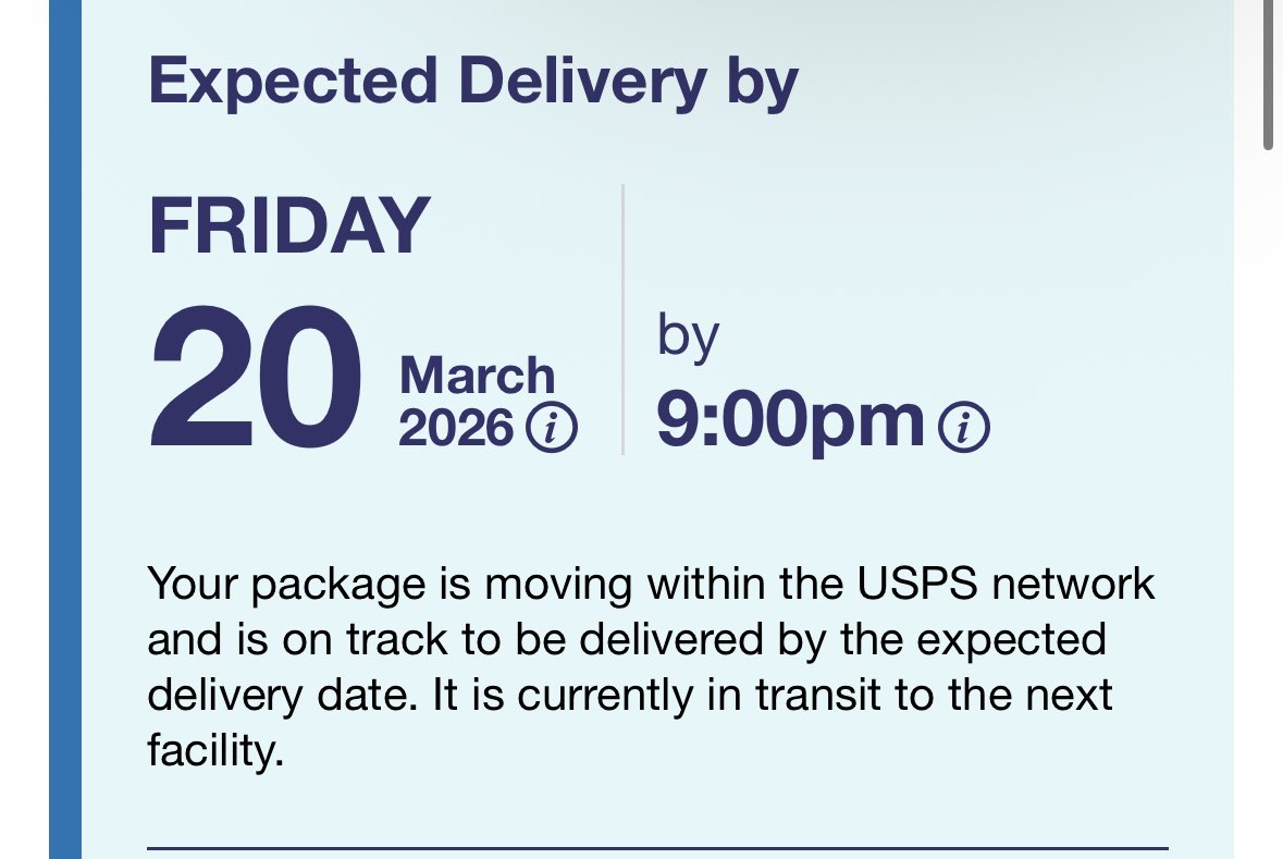 Sealluvr23's tweet photo. i hate when this is the update on USPS like ughhhhhhh gimme something here https://t.co/I9qnPpqDiD