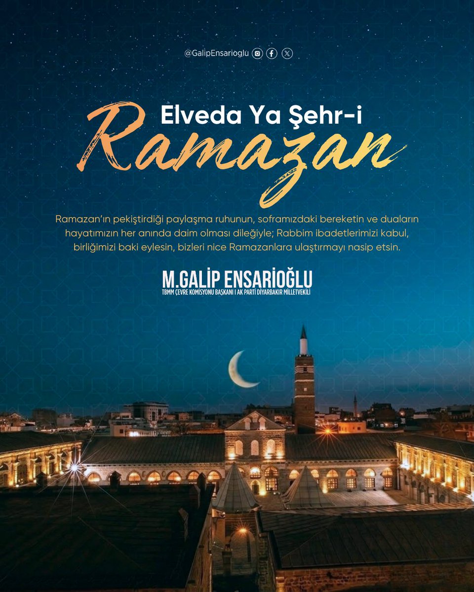 Elveda Ya Şehr-i Ramazan... 🌙

Ramazan’ın pekiştirdiği paylaşma ruhunun, soframızdaki bereketin ve duaların hayatımızın her anında daim olması dileğiyle; Rabbim ibadetlerimizi kabul, birliğimizi baki eylesin, bizleri nice Ramazanlara ulaştırmayı nasip etsin. 🤲
