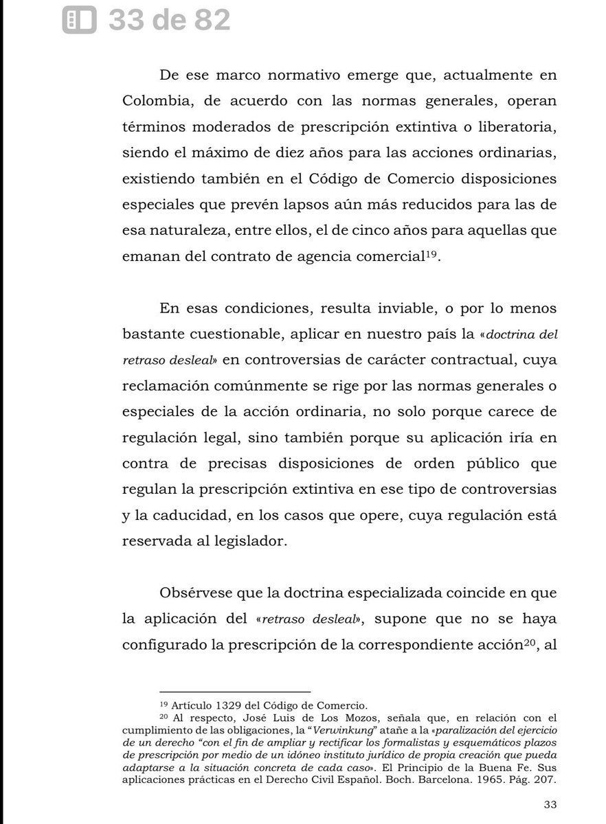 marcoalvarezg's tweet photo. La Corte Suprema de Justicia (MS MP Guzmán), en sentencia de 17 de marzo de 2026, establece que la teoría del “retraso desleal” no es aplicable en Colombia y -en buena hora- recoge la postura que había expuesto en la sentencia  CSJ SC425-2024. https://t.co/0LMIGWBmeI