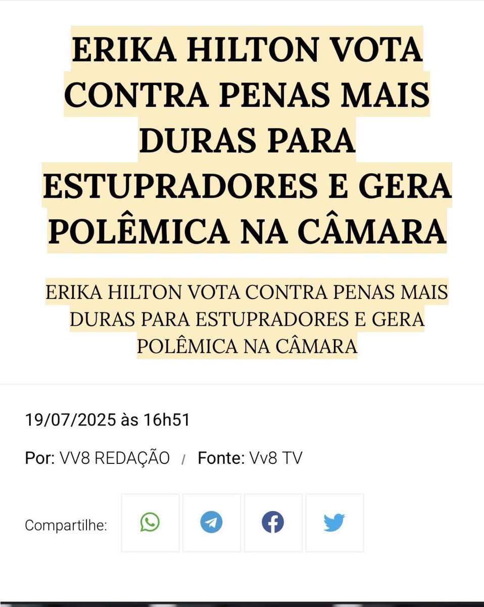 <a href="/RubinhoNunes/">Rubinho Nunes</a> <a href="/apropriajulia/">Júlia Zanatta</a> O deputado Érika Hilton, se tornou um personagem insuportável . 
Mal educado , agressivo , misógino , autoritário e com uma voz de furar tímpanos . 
Fora a inveja pelo sexo feminino , por algo que nunca poderá obter . Cromossoma XX .