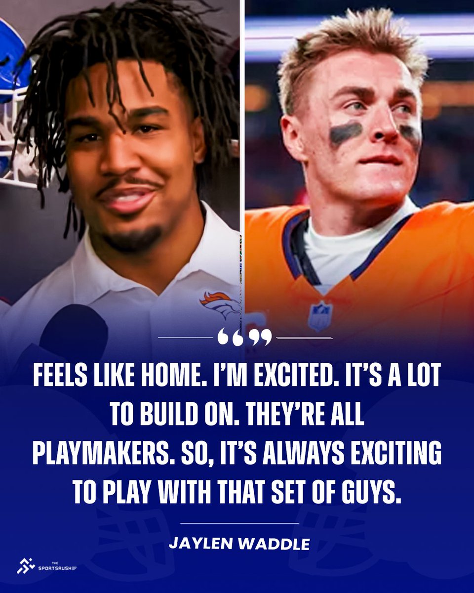 TheSportsRushUS's tweet image. Jaylen Waddle shares his thoughts about teaming up with Bo Nix and Courtland Sutton on the Broncos.

#JaylenWaddle #SportsRush #BoNix #CourtlandSutton #DenverBroncos