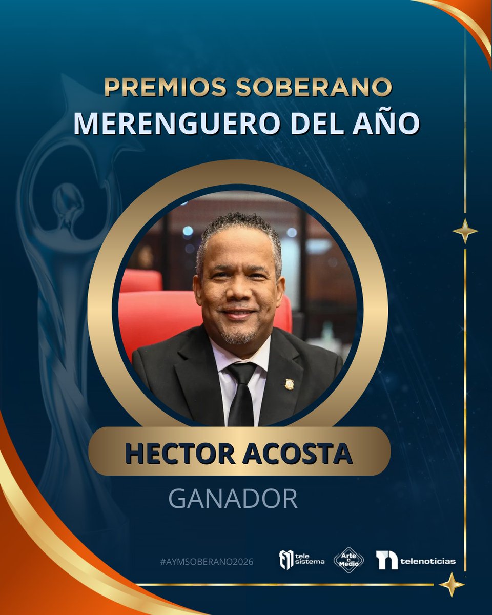 Telenoticiasrd's tweet photo. #AplausosTN I Héctor Acosta “El Torito” obtiene el premio a Merenguero del Año en los Premios Soberano.
#Telesistema #Telenoticias #ArteyMedio #PremiosSoberano #AyMSoberano #HectorAcosta #ElTorito https://t.co/h1NdRmiGz6