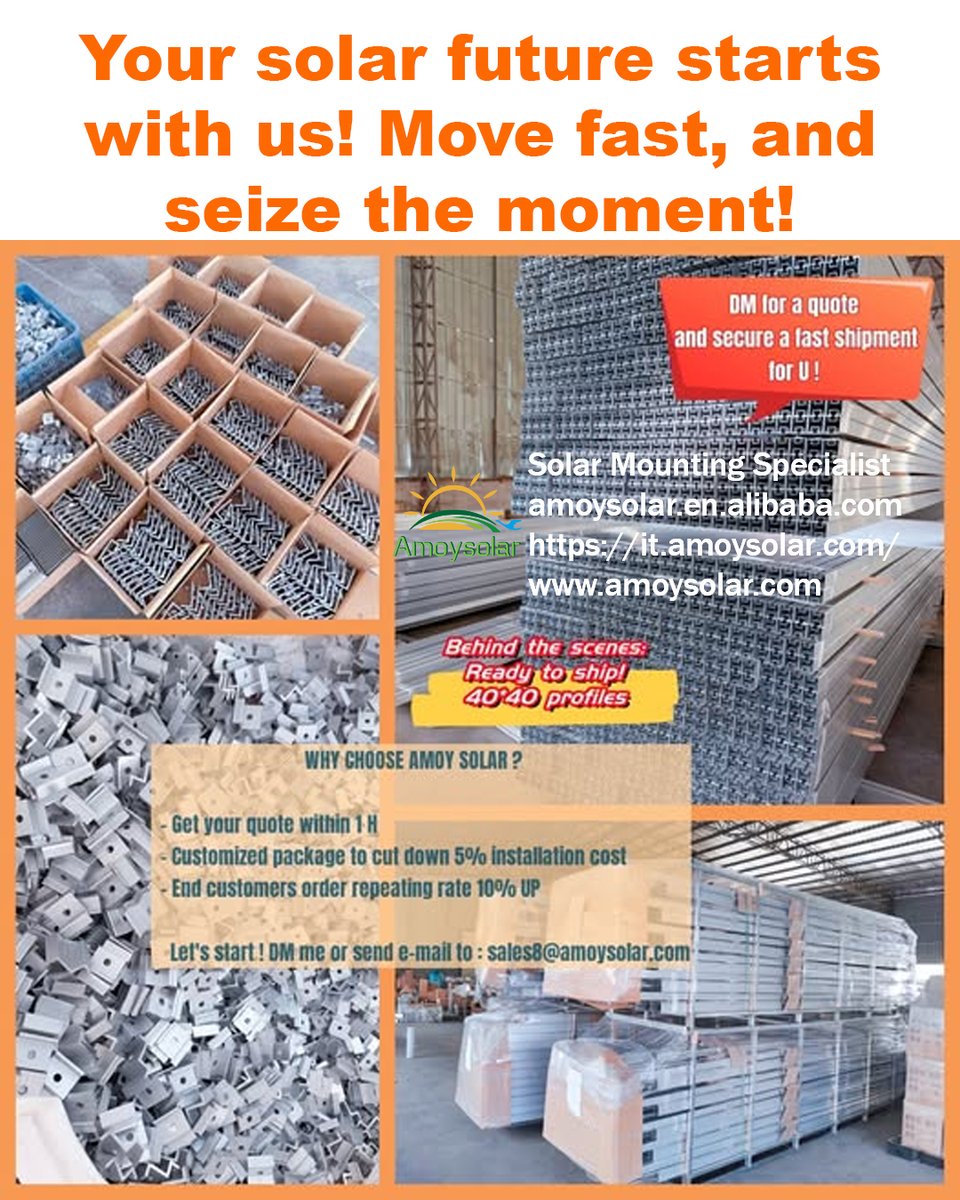 CindySu5292's tweet image. Why AmoySolar?
✅ Customized Packages – Save 5% off installation costs with tailored options.
✅ 10% Repeat Customer Booster – Our clients adore our services, and keep coming back!

WhatsApp: +86 15980912889
Email: cindysu@amoysolar.com

#AmoySolar #GreenEnergy #SolarMounting