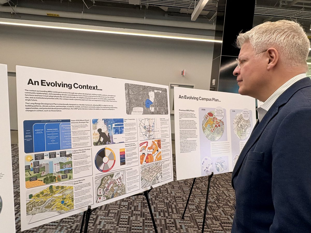 DMcKenzieCPC's tweet photo. I had the opportunity to attend Mount Royal University’s Long Range Development Plan Open House, yesterday.
Boris Dragicevic, Advisor for Major Capital Projects, provided a fantastic look into the school's vision.
#MRU #Calgary #HigherEducation #CampusDevelopment https://t.co/9vG2h44e2h