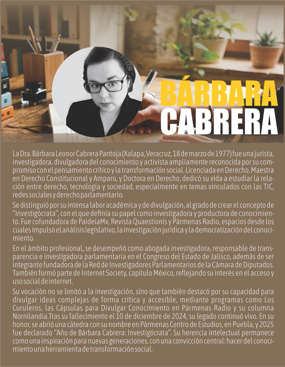 PaideiaMx's tweet photo. En memoria de la Dra. Bárbara Leonor Cabrera Pantoja 18 de marzo de 1977-10 de diciembre de 2024. https://t.co/vvlhkOeiCy