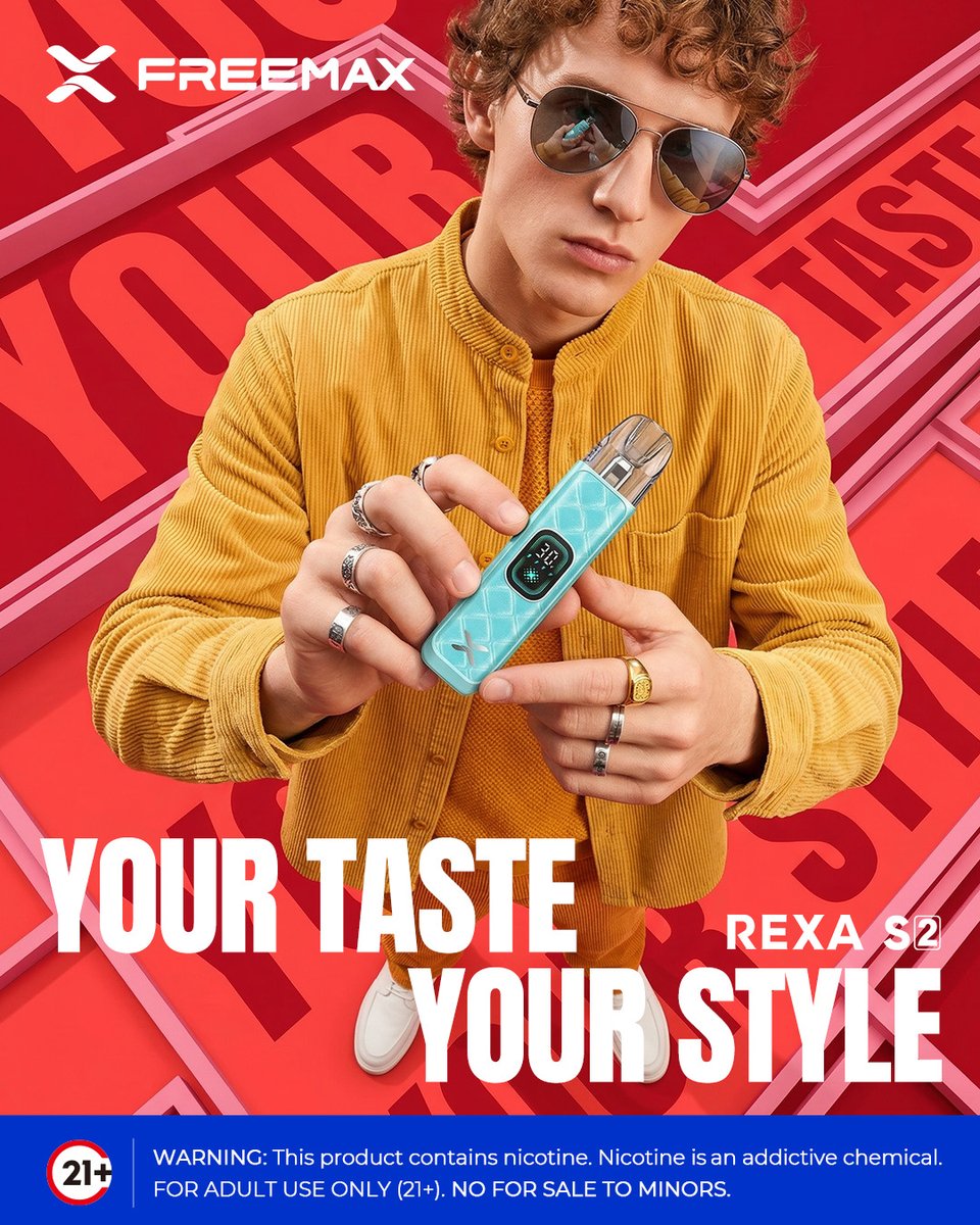 Freemaxvape's tweet image. Your taste. Your style. 😎
REXA S2 made to match your vibe.
.
.
.
.
.
⚠️ Warning: This product contains nicotine. Nicotine is an addictive chemical.
🔞 Must be 21+.
-
#FREEMAX #VapeCommunity #VapeLife #PodMod #PodSystem #vapestyle #fashion #YourStyle