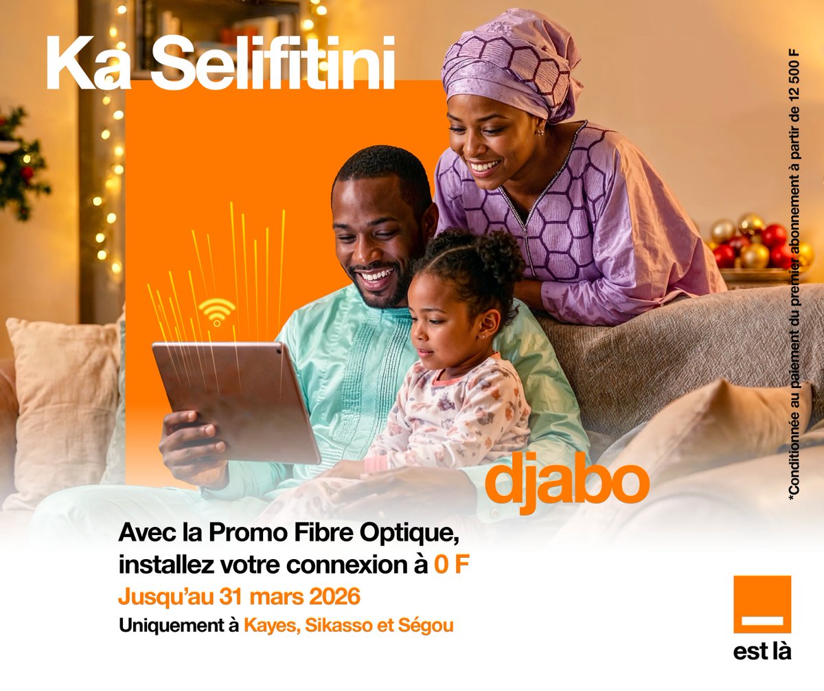 Orange_Mali's tweet image. Selifitini en mode très haut débit !
👉🏾Testez votre éligibilité sur l’application Max it
#Promo #SoBox #Fibre #OrangeMali #OrangeEstLà