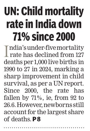 AnujaJaiswalTOI's tweet image. India has made significant progress in reducing #child deaths over the past three decades, but #deaths among #newborns are a cause for #concern, the United Nations Inter-agency Group for Child Mortality Estimation (UNIGME) Report 2025 shows. The country’s under-five mortality