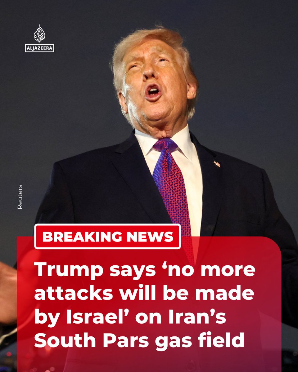 AJEnglish's tweet image. BREAKING: President Trump criticises Israel’s raid on Iran’s South Pars gas field, saying the US and Qatar were unaware, and adds that “No more attacks will be made by Israel.”

🔴 LIVE updates: aje.news/tglvn4