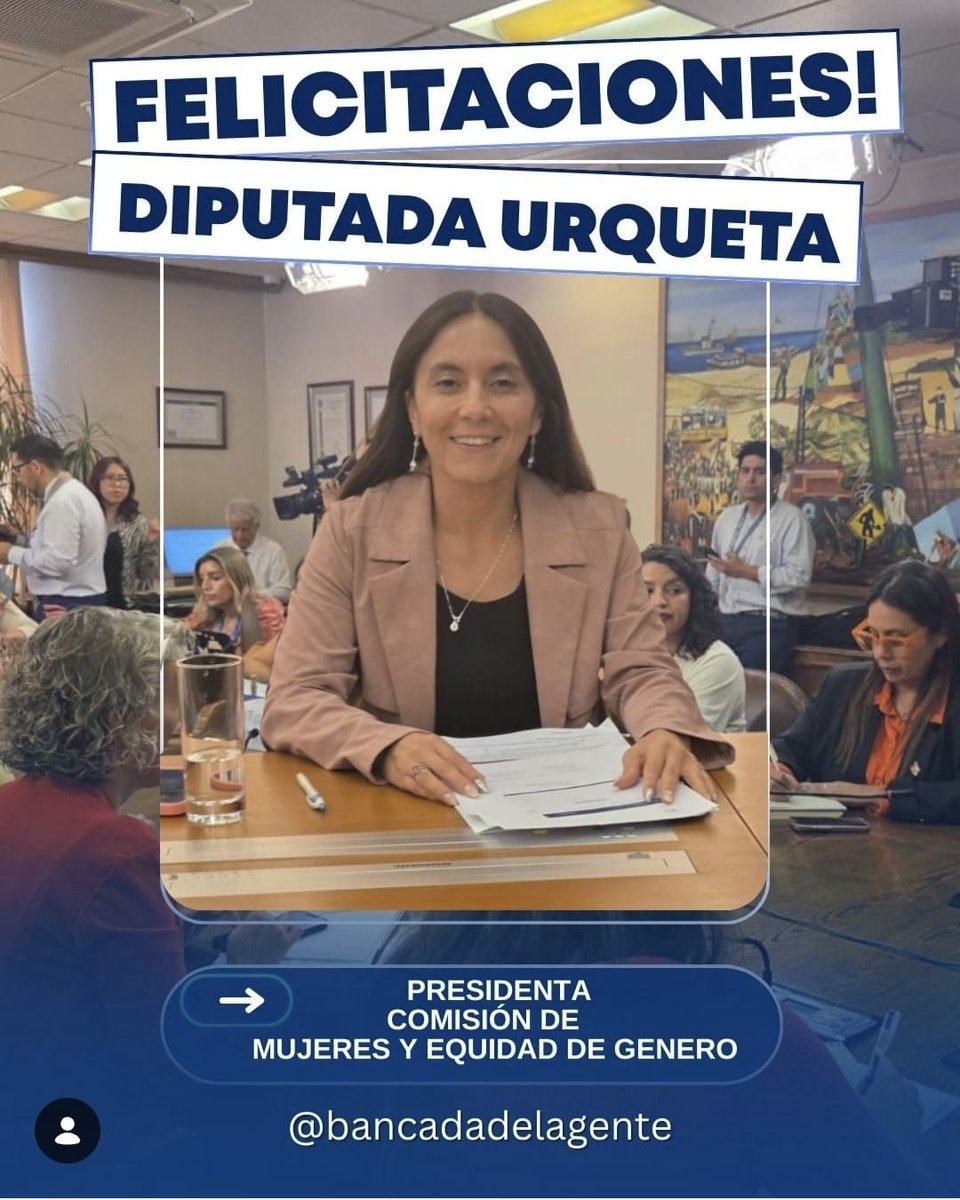 🔵Felicitamos a la diputada Urqueta por asumir la presidencia de la Comisión de Mujeres y Equidad de Género en la Cámara de Diputadas y Diputados.
💫Estamos seguros que su gestión será fundamental para seguir avanzando en oportunidades para todas.¡Mucho éxito! 💜✨