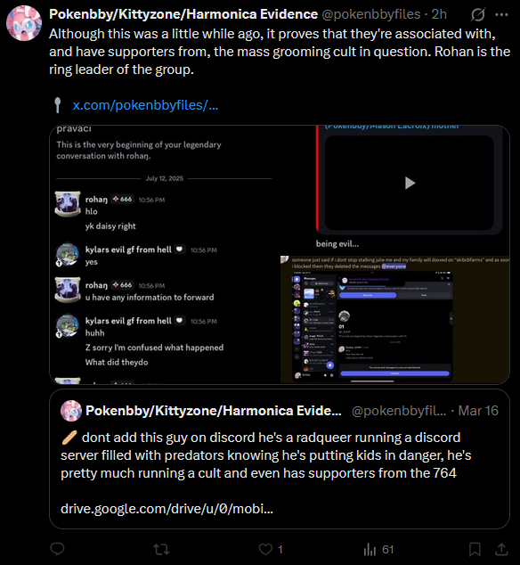 pokenbbyfiled's tweet photo. These are ANCIENT screenshots back when Rohan was pretending to be friends with Wenton and Kittyzone and they didn't know what he did. Shortly after he began harassing them. This proves literally nothing https://t.co/PgFNflpcdM
