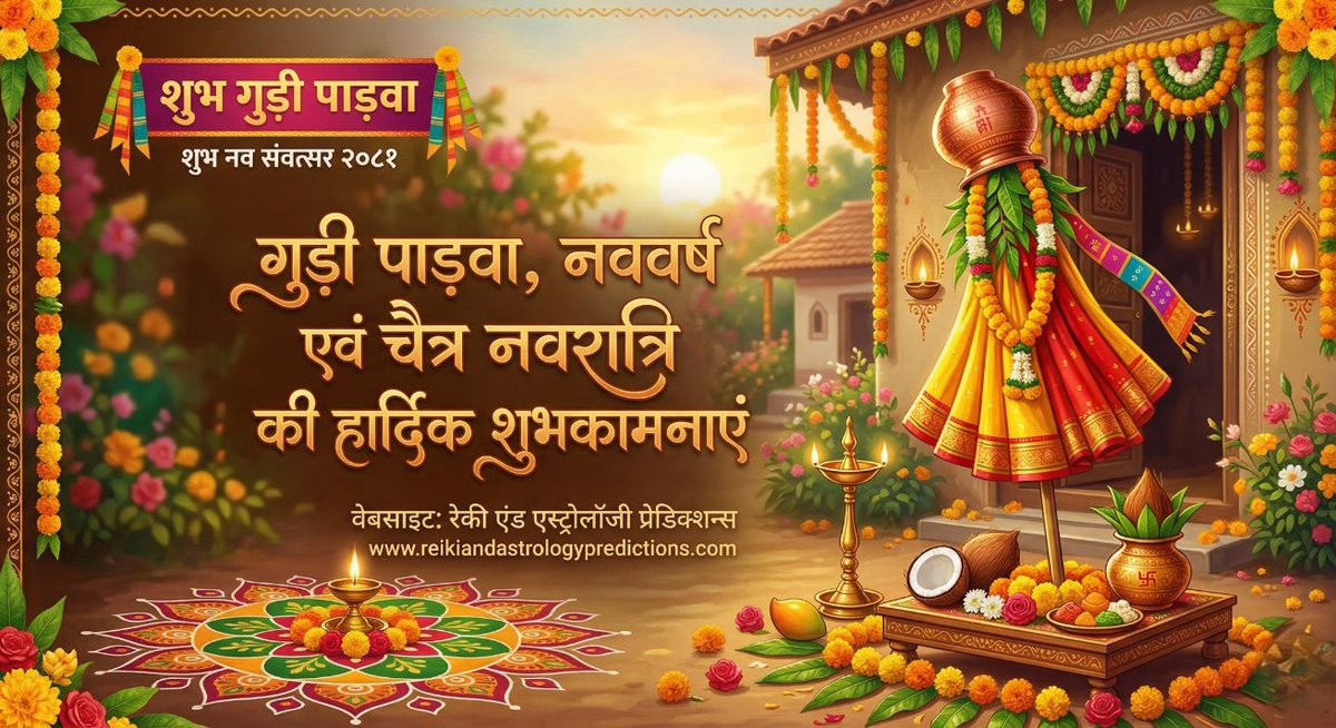 ReikimasterIND's tweet photo. @narendramodi गुड़ी पड़वा, नववर्ष और चैत्र नवरात्रि के इस पावन अवसर पर आपको और आपके परिवार को बहुत-बहुत बधाई और शुभकामनाएँ!

यह नया वर्ष आपके जीवन में सुख, समृद्धि, स्वास्थ्य और खुशहाली लेकर आए। माँ दुर्गा की कृपा आप पर सदा बनी रहे।
🙏🙏🌹🌹🚩🚩💐💐 https://t.co/jUy3GwSUKE