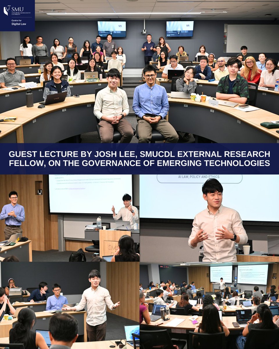 SgSMUCDL's tweet photo. #SMUCDL was delighted to welcome our External Research Fellow, Josh Lee Kok Thong, Managing Director (APAC) at the Future of Privacy Forum, for a guest lecture on emerging issues in AI governance and technology regulation: https://t.co/9jLGvePTko https://t.co/Yu8eZvkmyF