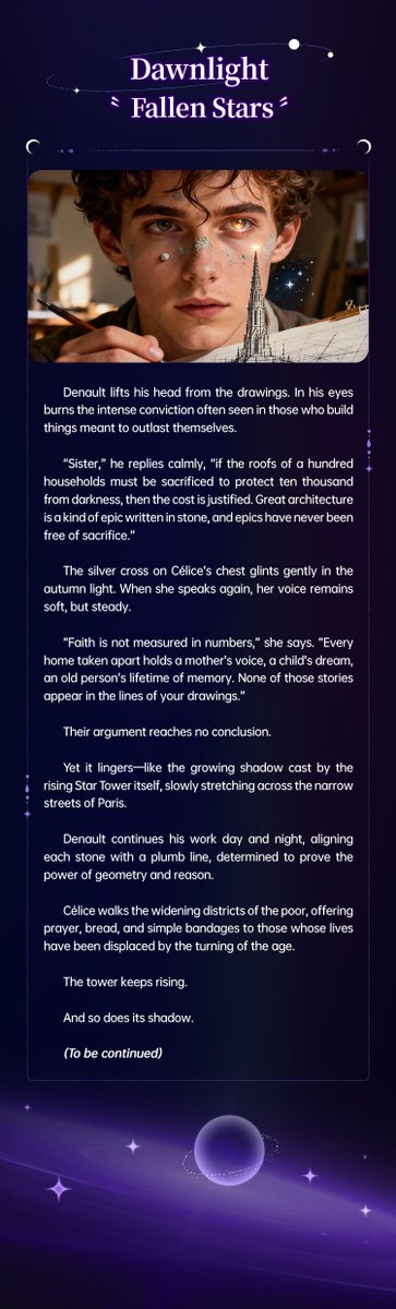 Coslight202601's tweet photo. 📖Dawnlight · Fallen Stars | The Shadow of the Star Tower
Coslight enters its 76th day.
When a grand vision conflicts with the suffering of individuals, which do you feel deserves greater weight—the ideal for the future, or the lives standing before us now? https://t.co/Fkxp70Pb5n