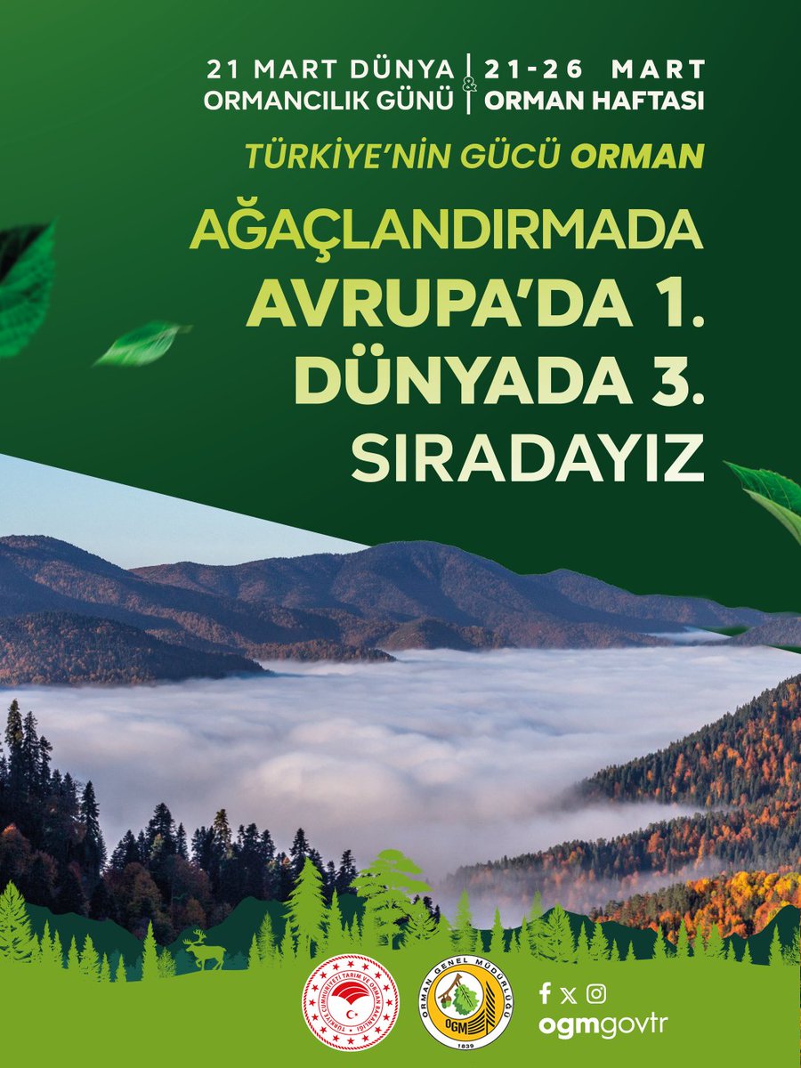Toprağı koruduk, geleceği büyüttük. Her fidanla yarınlara nefes olarak ülkemizin orman varlığını aşkla büyüttük. Ağaçlandırmada Avrupa’da 1., dünyada 3. sıradayız.
#TürkiyeninGücüOrman 🇹🇷🌲 #OrmanHaftası