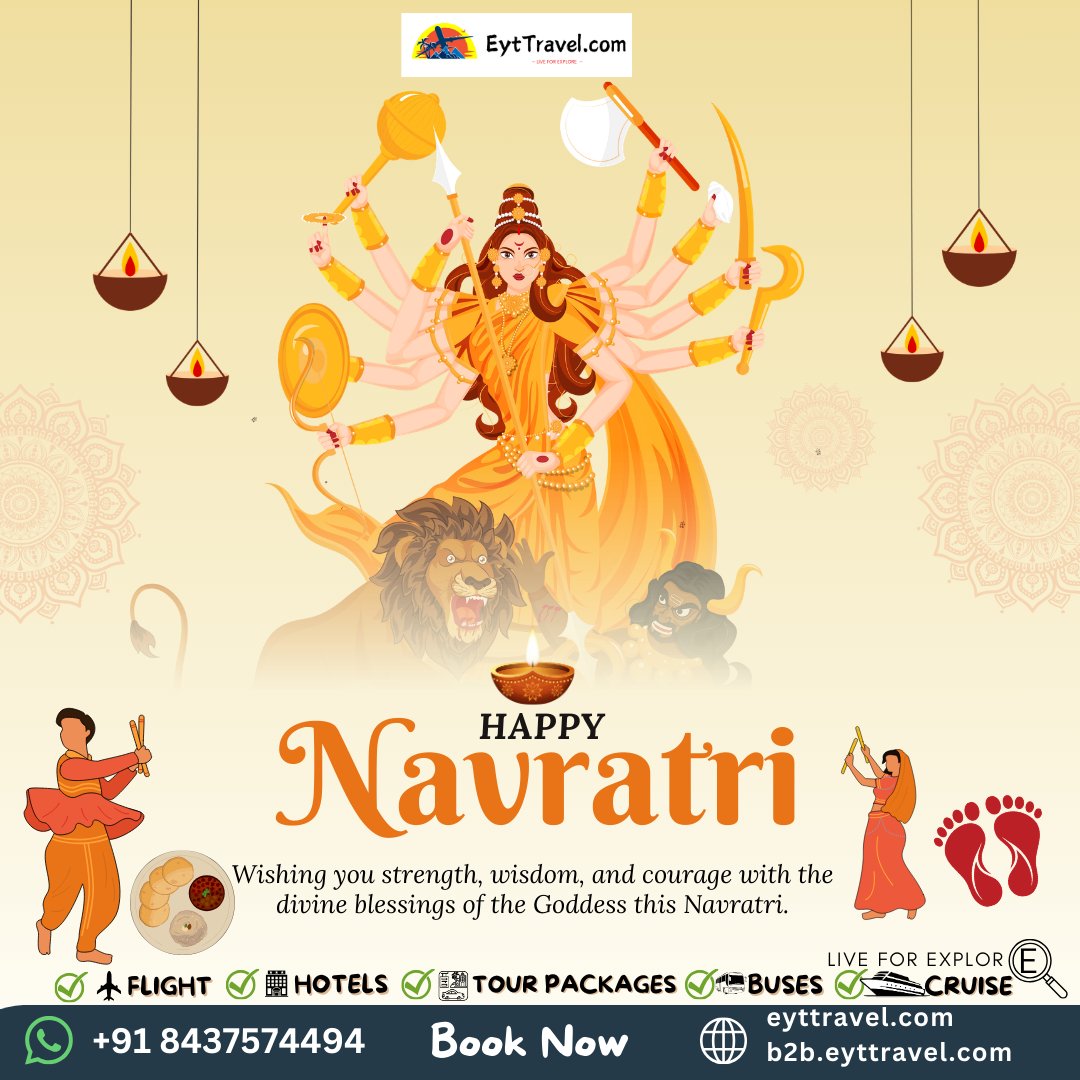 EytTravel's tweet photo. Happy Navratri! 🙏
Travel, explore, and create memories with EytTravel. 🌍✈️

#HappyNavratri #Navratri #EytTravel #TravelWithEytTravel #ExploreMore #FestiveVibes #IncredibleIndia #Wanderlust https://t.co/yVNdqOuaGw