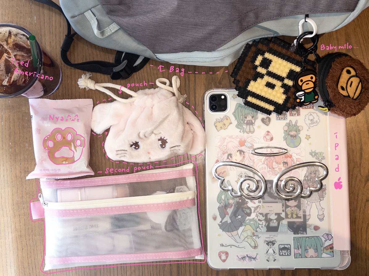 mellineeee's tweet photo. What’s in my bag…🐵 https://t.co/o2uiydwIhi