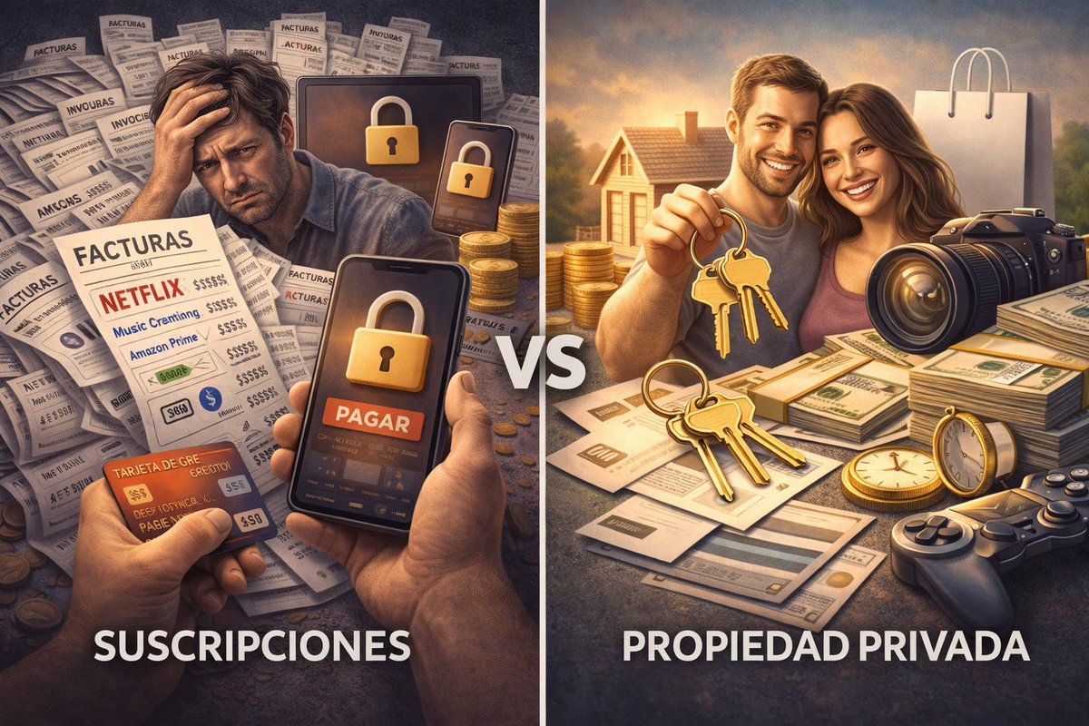 1nfinito888's tweet photo. Nos convencieron de dejar de poseer cosas.
Y lo hicieron tan despacio que casi nadie lo notó.

Primero fue comodidad.
Luego costumbre.
Después dependencia.

Y cuando ya no había vuelta atrás...
subieron el precio de todo.

Abro hilo: https://t.co/Rei2Ed7HGp
