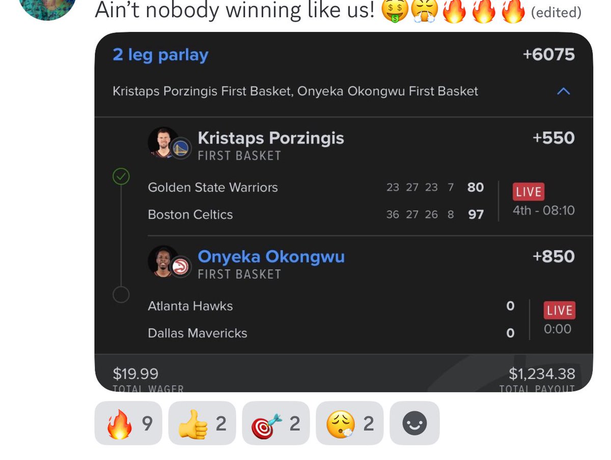 leggzortailz's tweet photo. @stackzplayz @DATALKOFNEWJERZ @jbriantb did they thang today! The cord is winning all around..daily wins!!! Im so happy to see all the wins hit today let’s continue to keep em on their toes! #noteambetter https://t.co/6y0yL38WGF