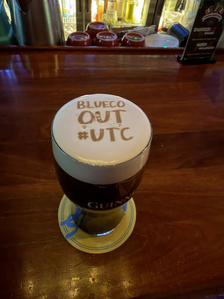 NinaCFCBlue's tweet photo. Having a beer in Hoboken now home after that amazing display last night ! My pint says it all !! #blueco #bluecofuckoff #utc #chelseafc https://t.co/r43Xezz9Mc