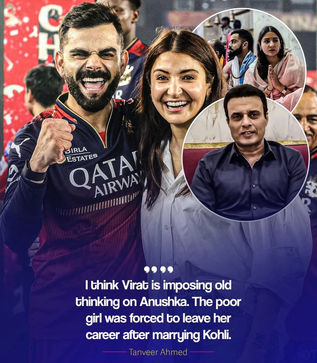 cricupdates4u's tweet photo. Tanveer Ahmed 🗣️

“I think Virat is imposing old thinking on Anushka. The poor girl was forced to leave her career after marrying Kohli.”

#viratkohli #anushkasharma #tanveerAhmed https://t.co/InbeLLnYIq