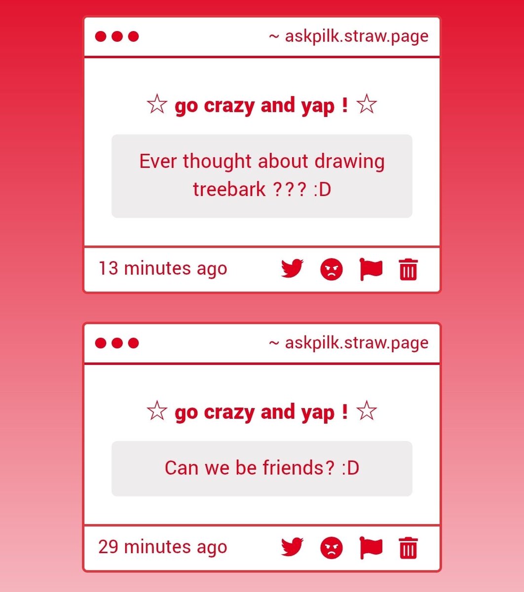 (1) YES I HAVE !!! I have some ideas specifically to do with them in 3rd life !! (THE DAY I LEARN HOW TO DRAW COOL POSES I WILL BE FREE !!!)
(2) Sure !! :D (I SHOULD PROBABLY WARN THAT I DON'T REALLY ANSWER DMS THOUGH BC OF BOTS </3)
