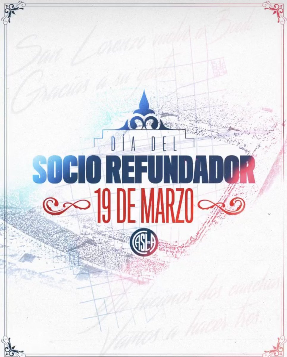 19/3 #DiaDelSocioRefundador de San Lorenzo de Almagro 💙♥️

Ellos hicieron posible el sueño de recuperar los terrenos. Merecen respeto y eso es construyendo el estadio en AvLP 1700 
Se puede, solo hay que impulsarlo proyectando aquello que fue, en lo que puede ser. Es por ahí! 👇