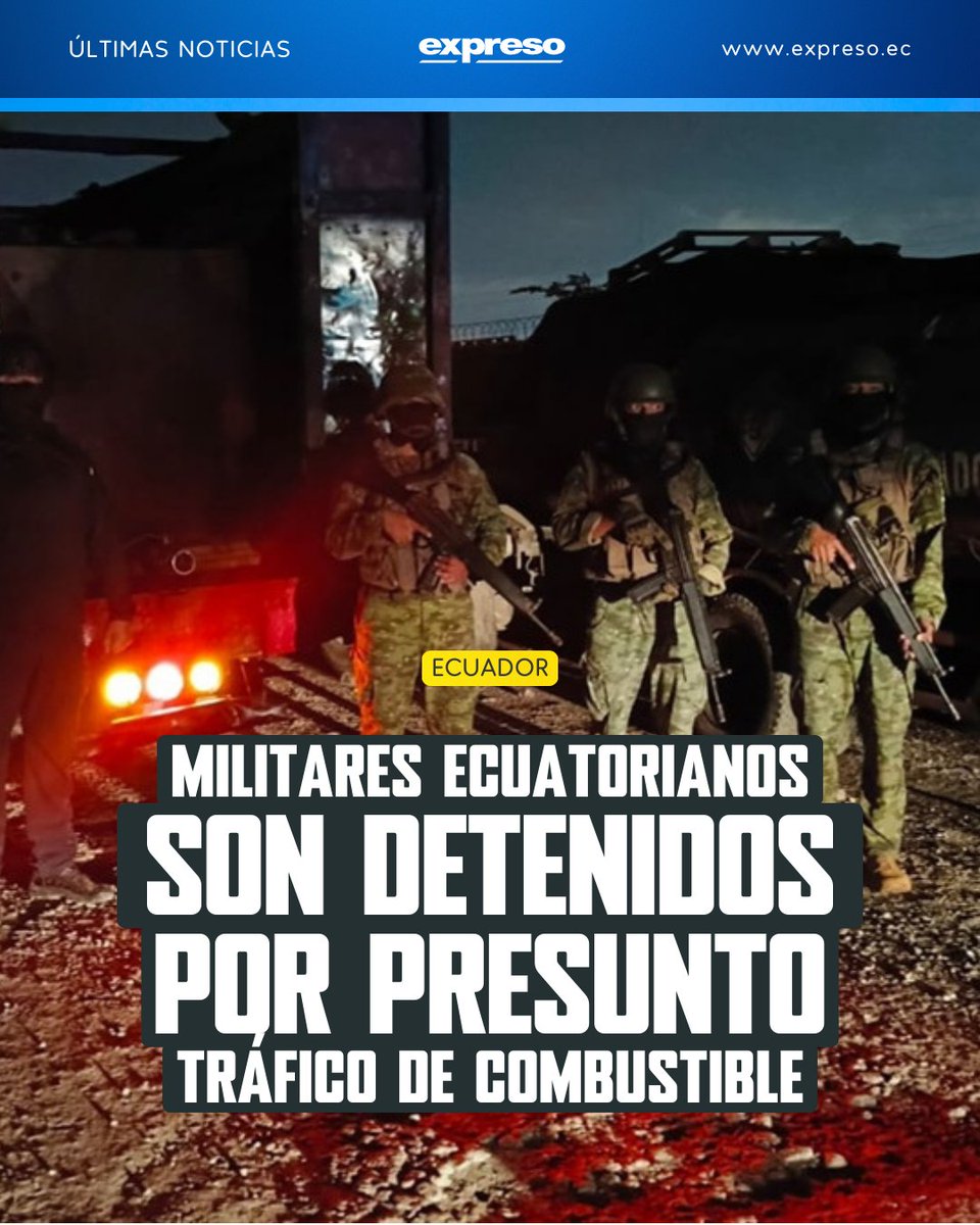 Expresoec's tweet photo. Dos militares y un civil fueron detenidos en Latacunga por presunto tráfico de combustibles para minería ilegal.

Detalles 👉 https://t.co/8DNL1SkCX9 https://t.co/75bIxtlG8X