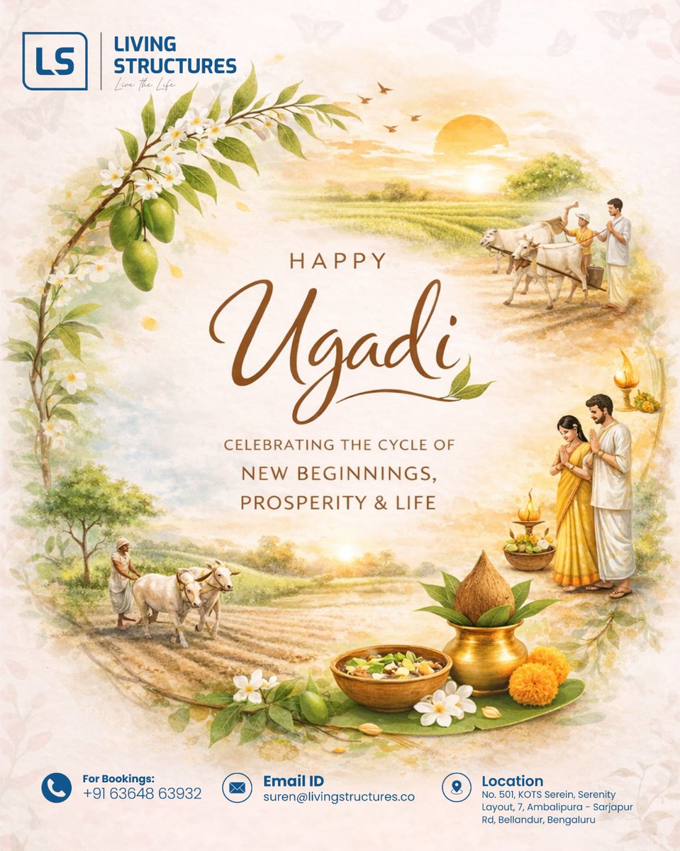 LivStructures's tweet photo. Wishing you a joyful Ugadi filled with new beginnings, prosperity, and happiness 🌸 https://t.co/SWRL0FOWKj
