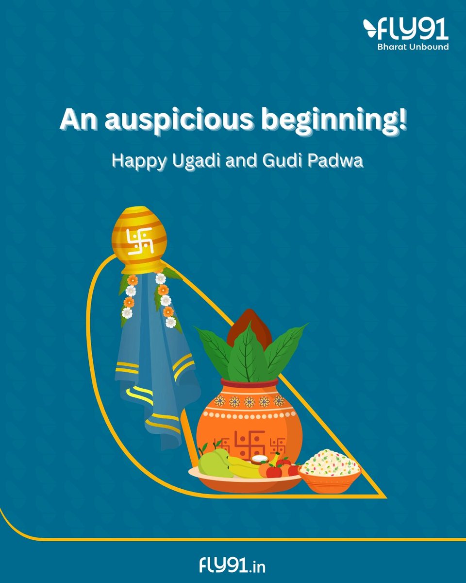 fly91_IN's tweet image. For some, it’s the Gudi raised at the window. For others, it’s the Ugadi pachadi on the table.

Different traditions, but the same moment — the start of a new year.

Wishing you a Happy Gudi Padwa and Ugadi!

#GudiPadwa #Ugadi #NewYear #Fly91 #BharatUnbound