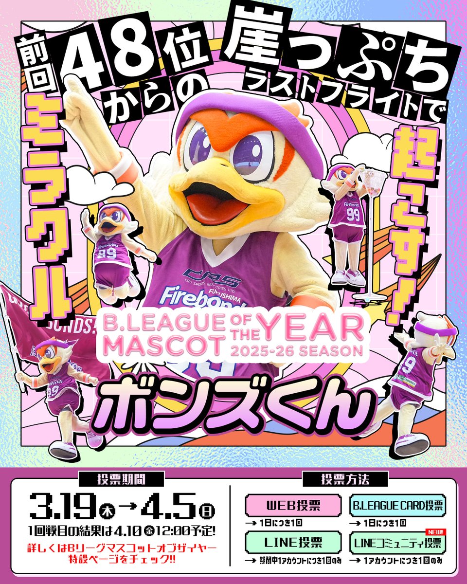 ◤ B.LEAGUE MASCOT OF THE YEAR 2025-26 ◢ #ボンズくん にとっては