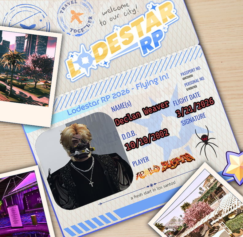 ApolloBugman's tweet image. See you there, ladies. 🕸️

Declan Weaver descends into #LodestarRP with an empty bank account and a heart full of venom.